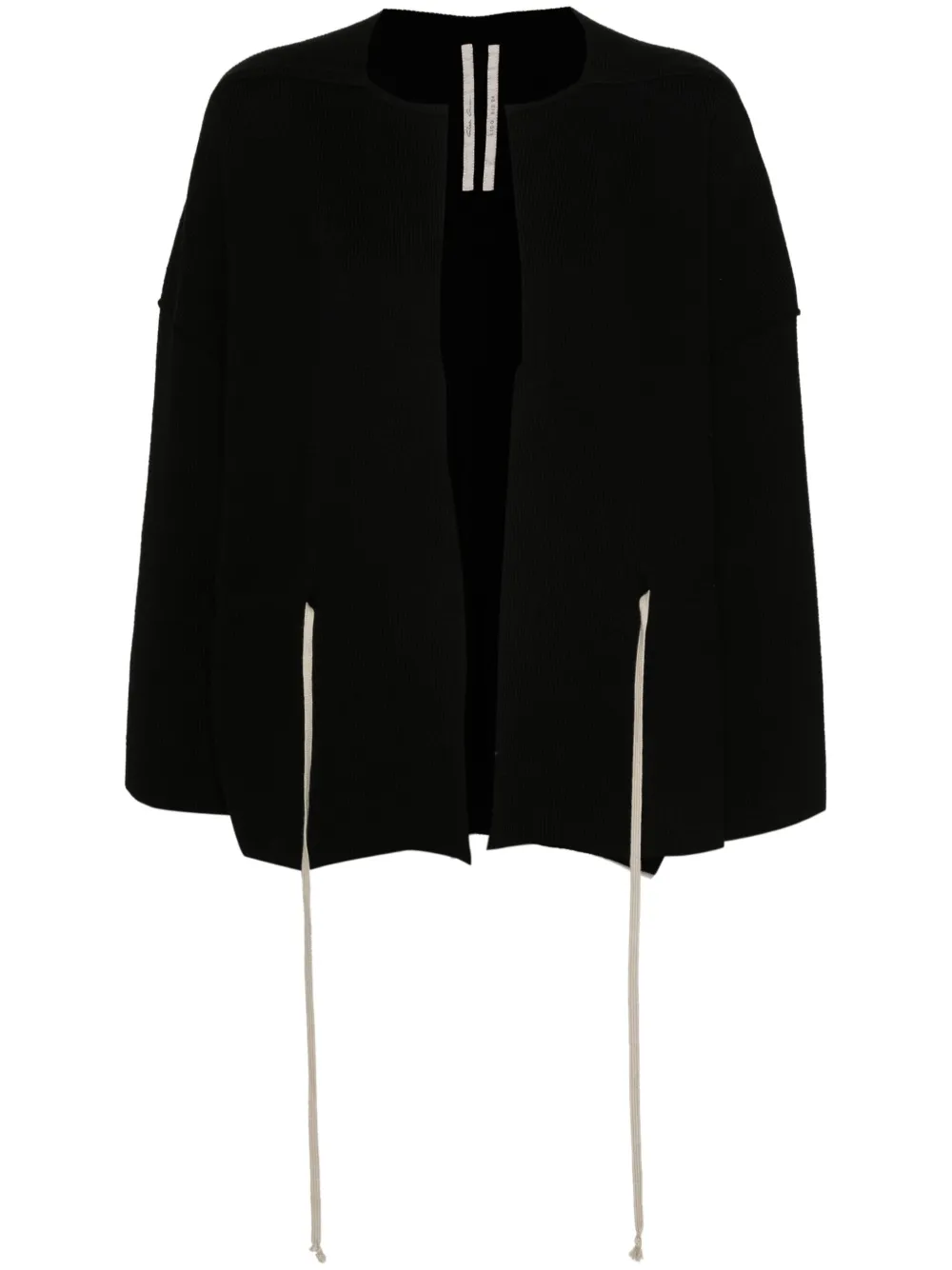 Rick Owens Cotton Knitted Drawstring Cardigan In Black