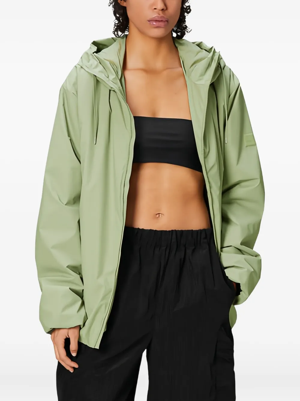 Rains hooded zip-front jacket Groen