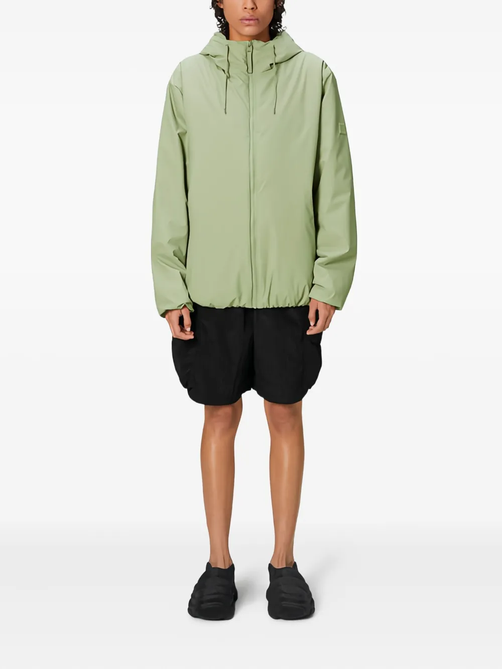 Rains hooded zip-front jacket Groen