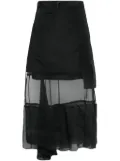 sacai asymmetric midi skirt - Black