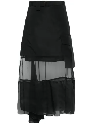 Sacai アシンメトリー スカート | ブラック | FARFETCH JP