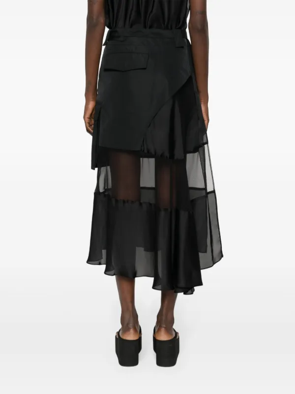 【関税・送料込】sacai AW24 アシンメトリー スーツスカート Sacai アシンメトリー スカート | ブラック | FARFETCH JP
