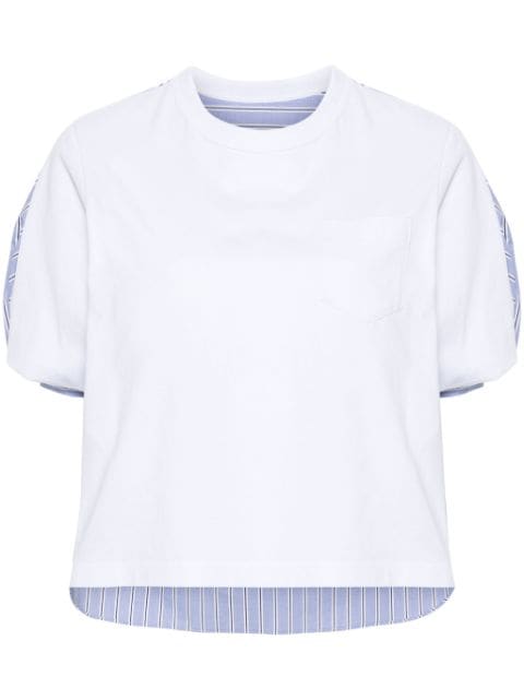 sacai crew-neck panelled T-shirt