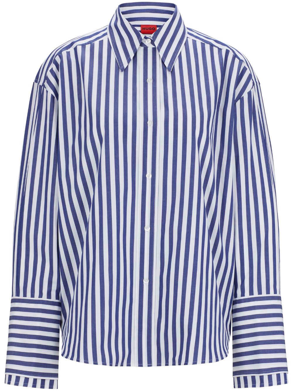 Shop Hugo Striped Cotton Shirt In Blue