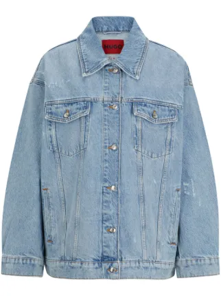 HUGO logo applique Denim Jacket Blue FARFETCH CA