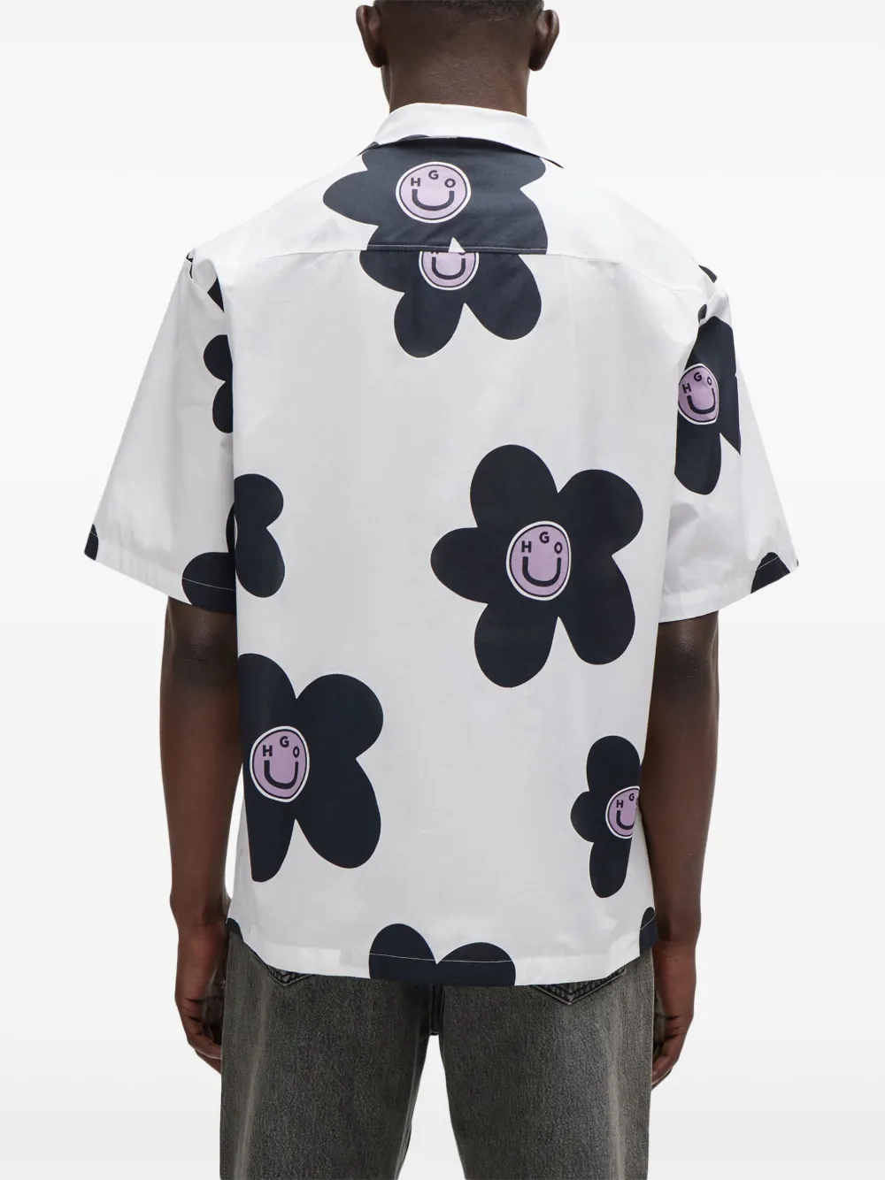 HUGO shirt met bloemenprint Wit