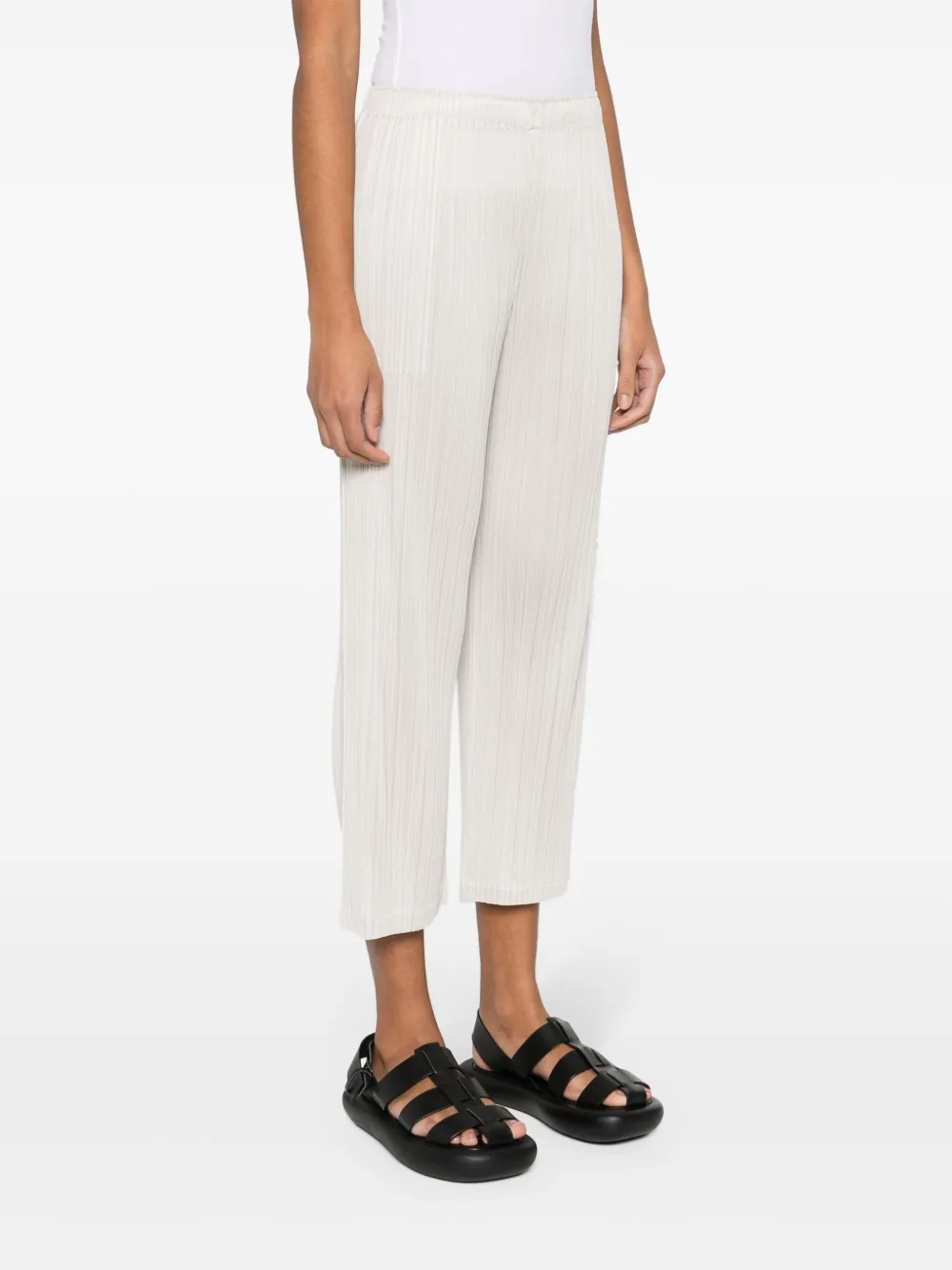 Shop Issey Miyake Plissé Straight-leg Trousers In Neutrals