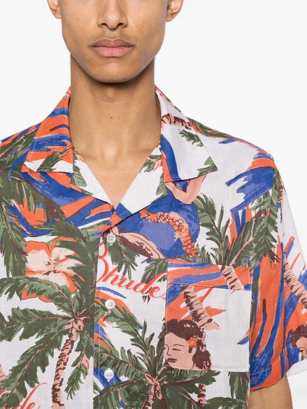 Shop Rhude Floral-print Linen Shirt In White