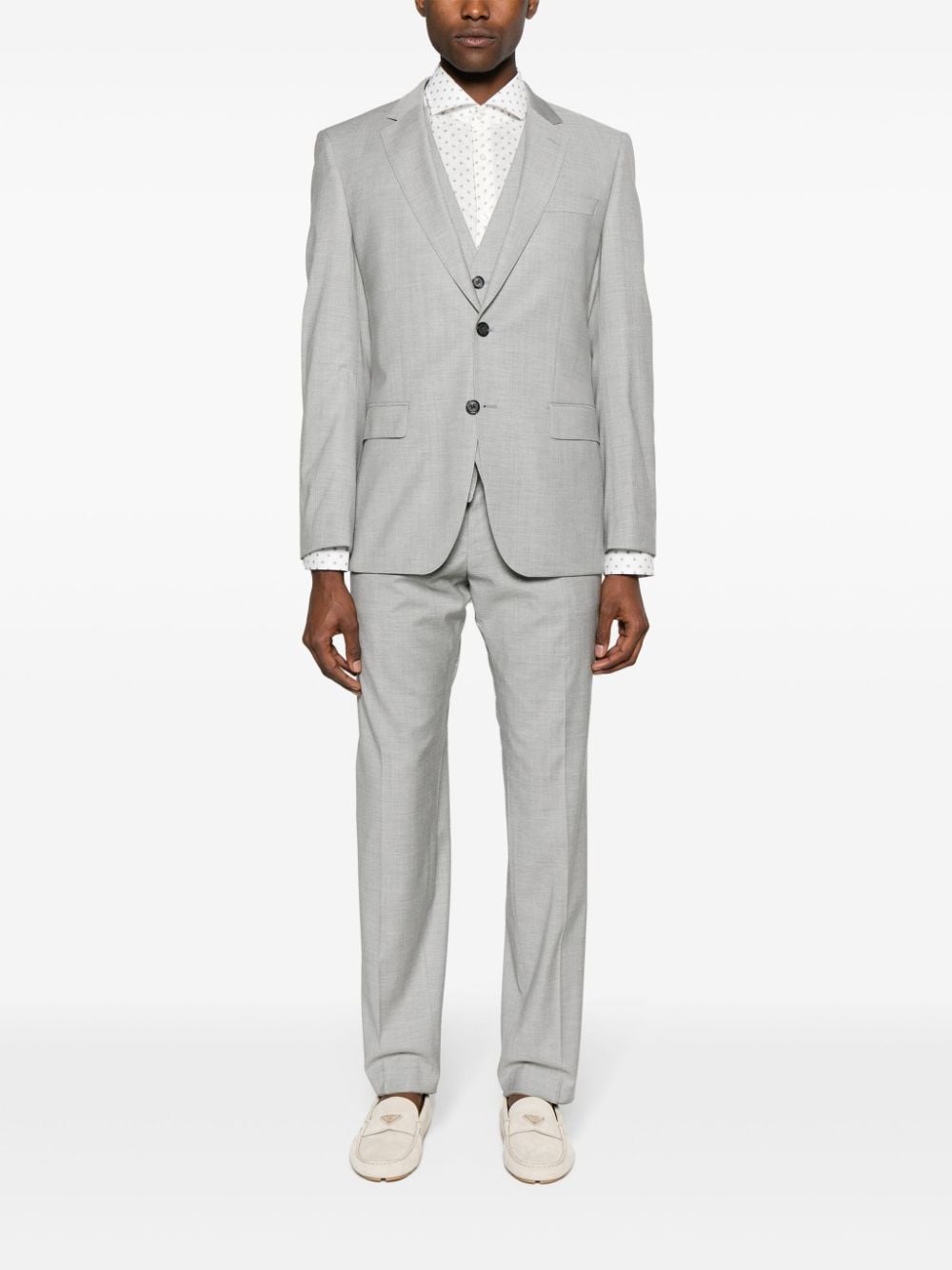 Shop Hugo Boss Single-breasted Three-piece Suit In Grey