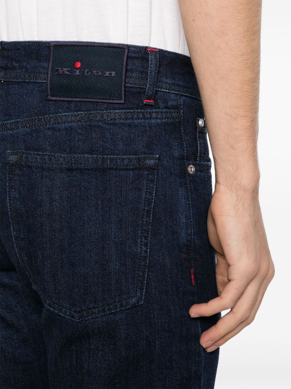 Shop Kiton Logo-patch Jeans In Blue