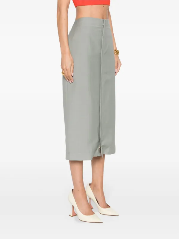ワンピース FENDI Women Mid Skirts FDD293 AQ3OF1SA0 Grey Fendi Floral Metallic Brocade Gathered Midi Skirt S Fendi | TLC