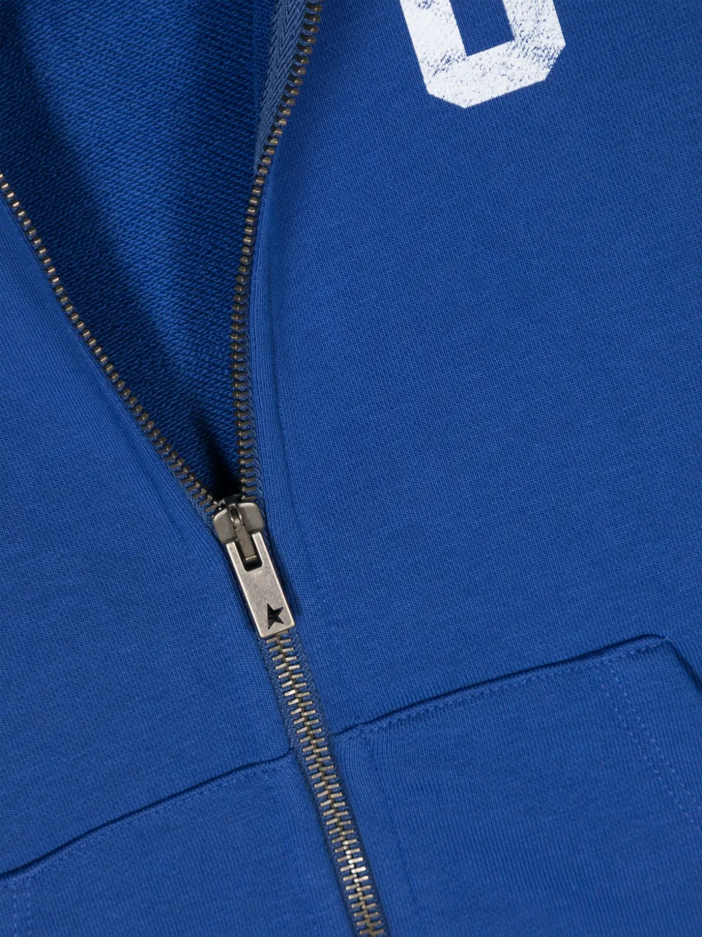 Shop Golden Goose Logo-print Zipped Hoodie In Blue