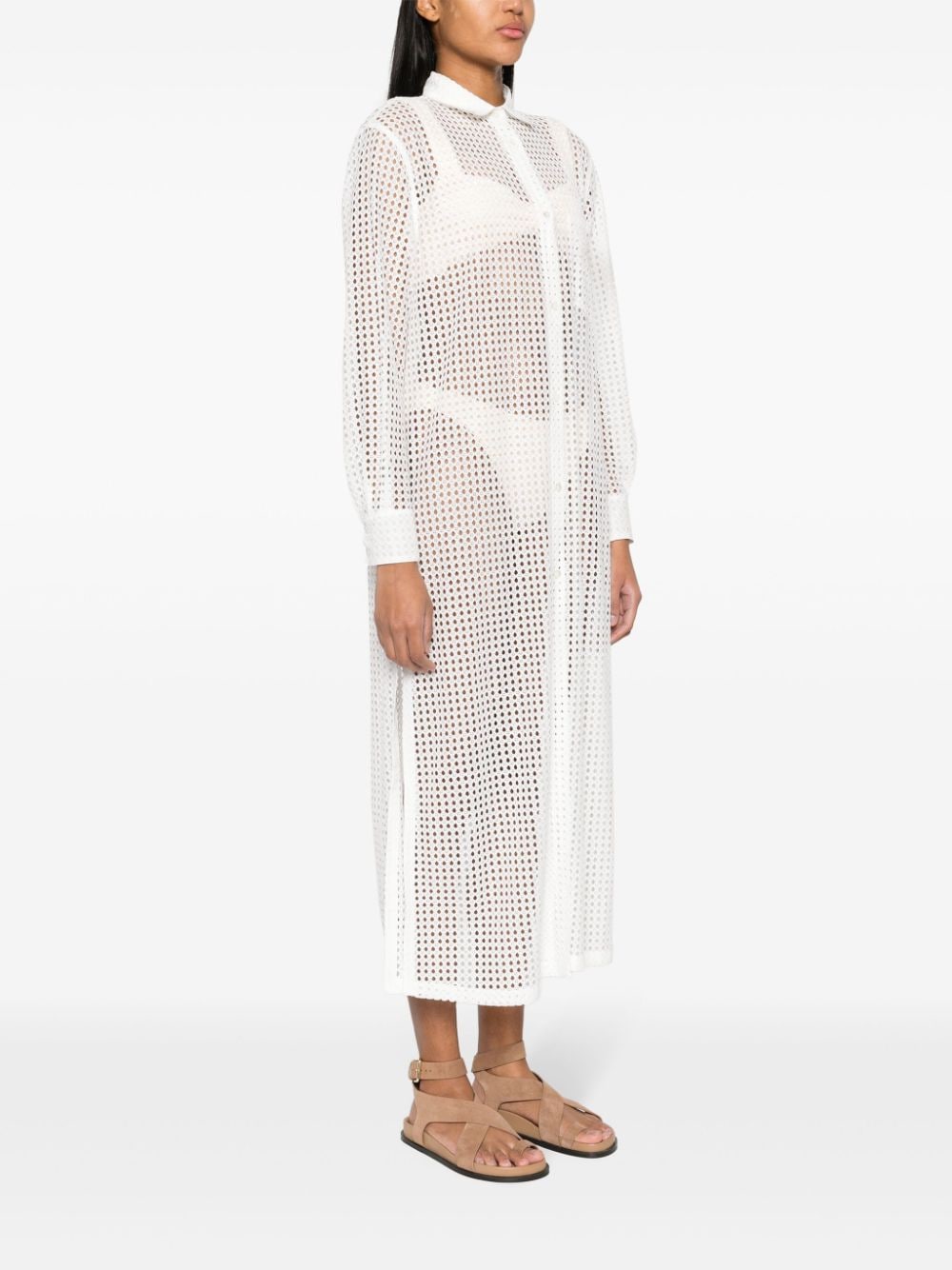 Shop Herno Lace Maxi Shirt Dress In White