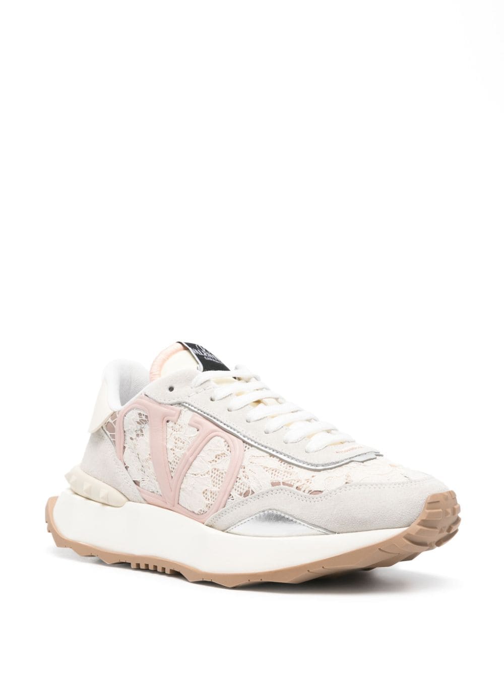 Shop Valentino Lacerunner Panelled Sneakers In Neutrals