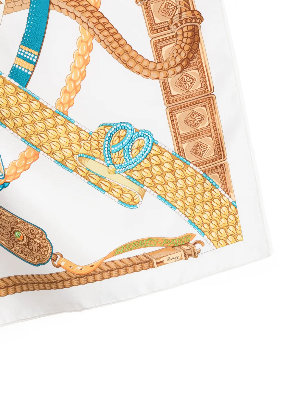 Pre-owned Hermes 2000s Graphic-print Silk Scarf In White