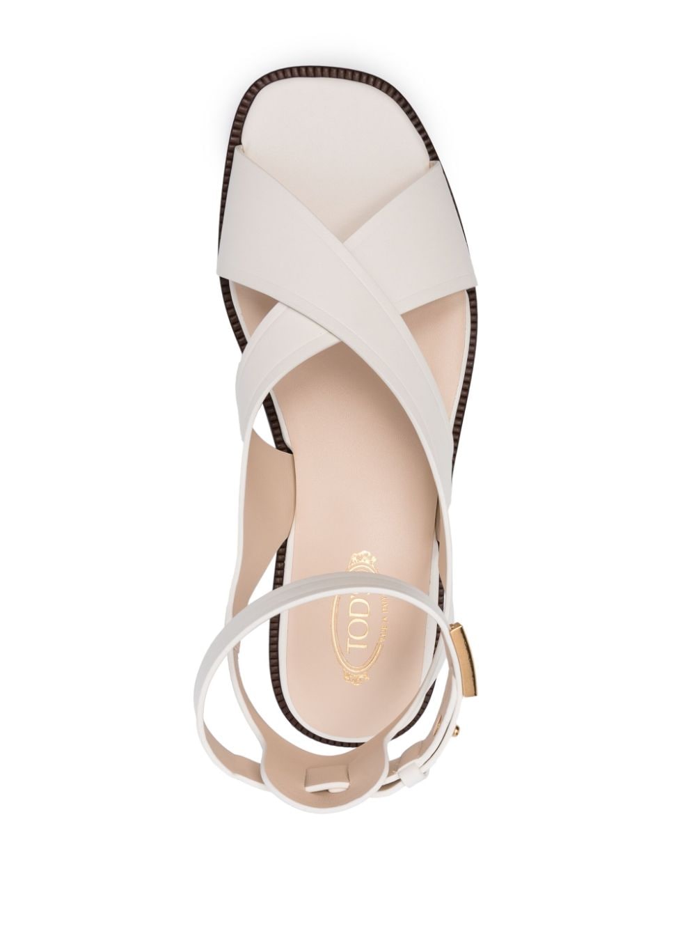Shop Tod's Kenia Leather Sandals In White