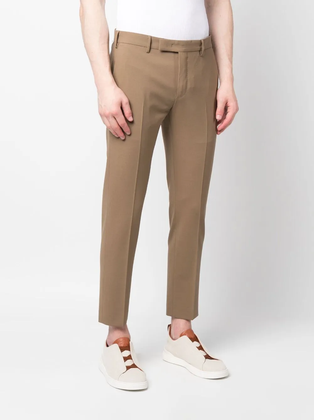 Pt Torino Low-rise Chino Trousers In Neutrals