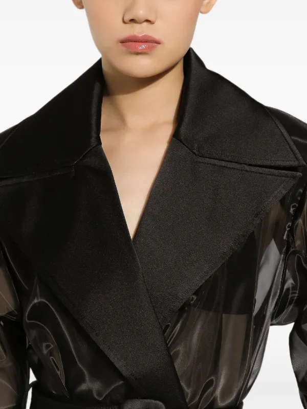 Dolce & Gabbana Long double-breasted Organza trench-coat | Black