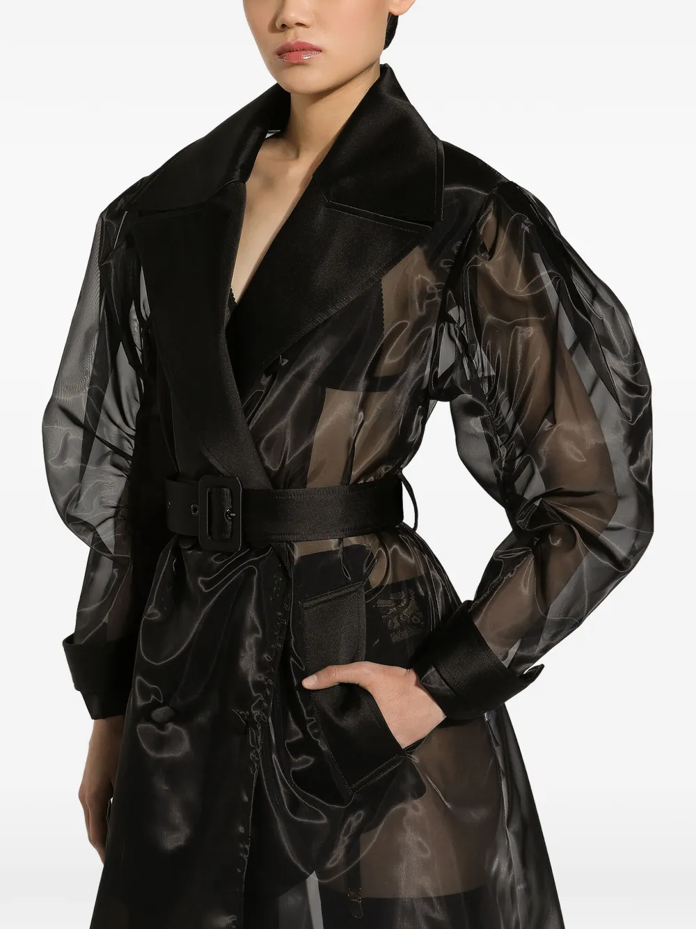 Dolce & Gabbana long double-breasted organza trench-coat · 38