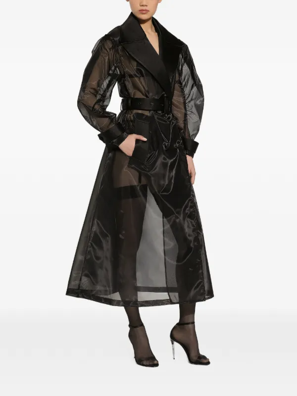 Dolce & Gabbana Long double-breasted Organza trench-coat | Black
