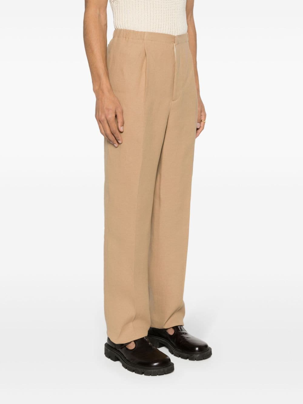 Shop Fendi Canvas Straight-leg Trousers In Neutrals