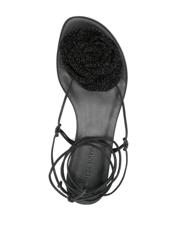 サンダル・ミュール MAGDA BUTRYM Women Sandals 642525 BLACK Black Appliqué leather sandals in black - Magda Butrym | Mytheresa