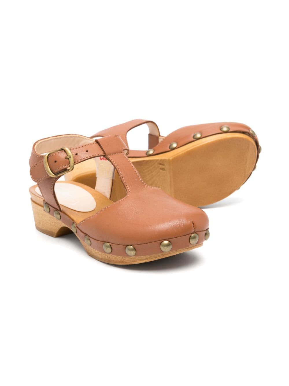Shop Eli1957 Stud-detail Leather Sandals In Brown