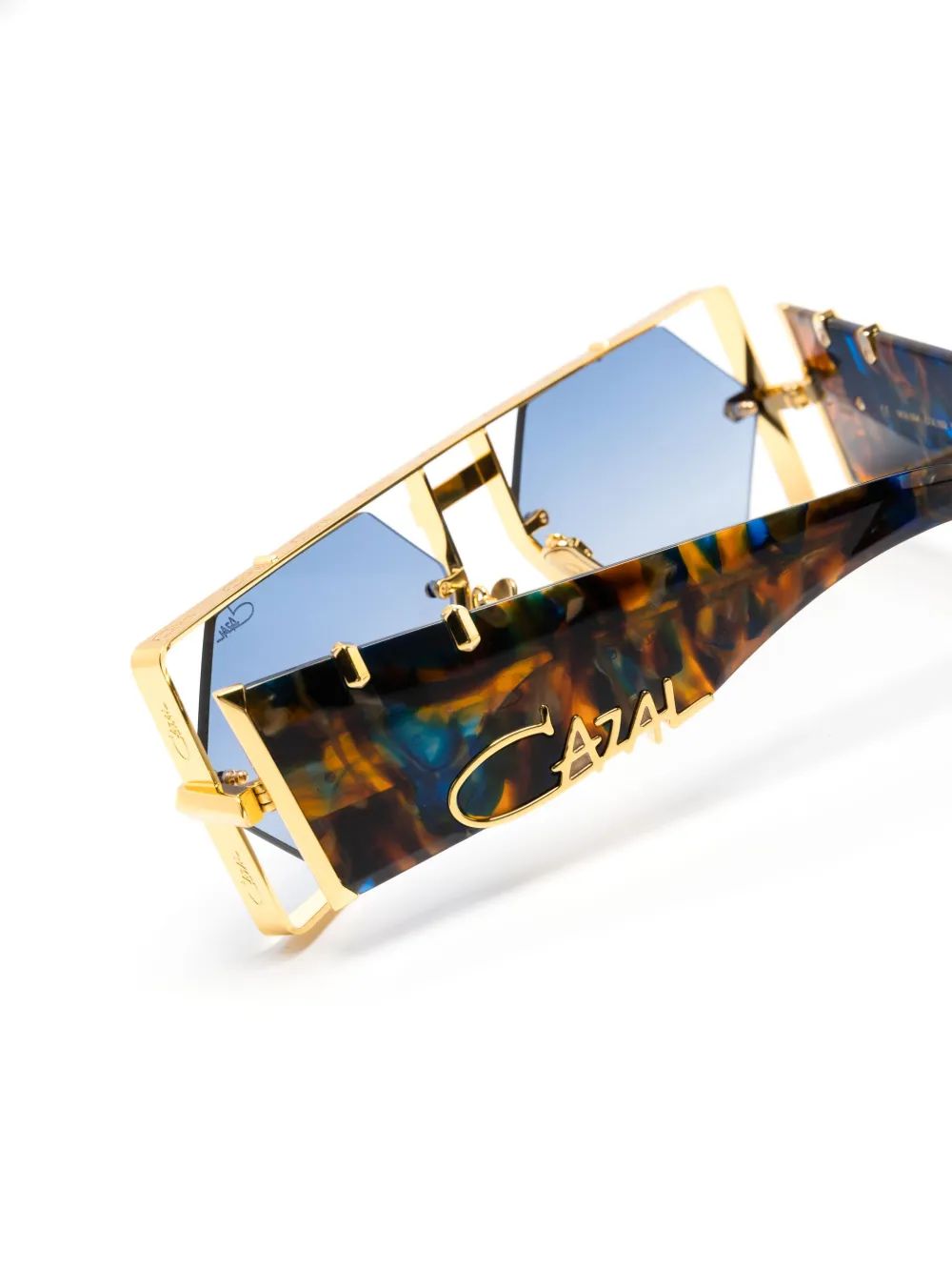 Shop Cazal Rectangle-frame Sunglasses In Gold