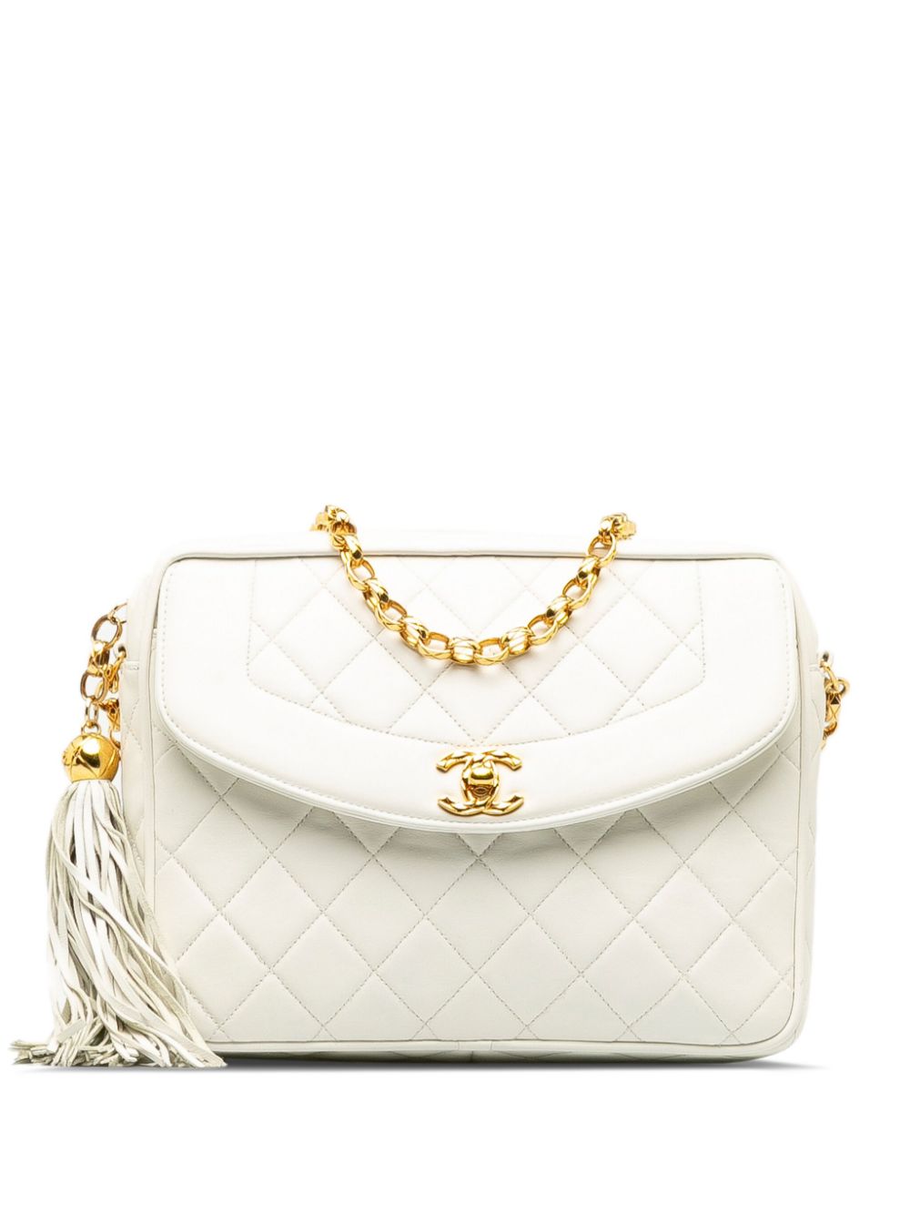 Pre-owned Chanel 1991-1994 Diamond-quilted Leather Cross Body Bag In White