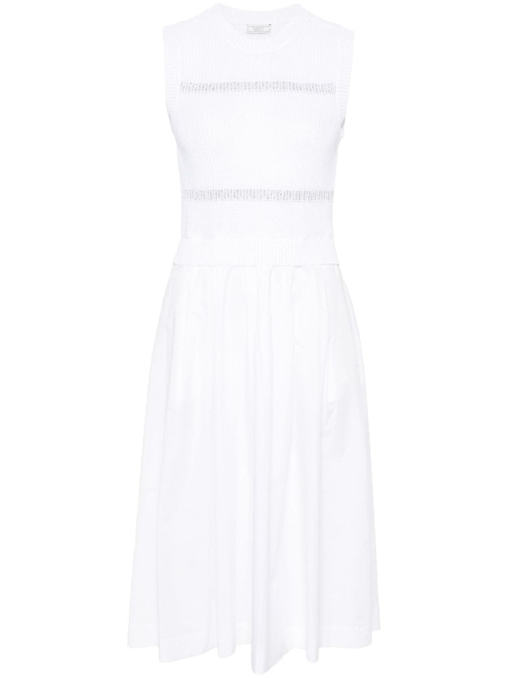 Peserico Knitted-panel Flared Midi Dress In White