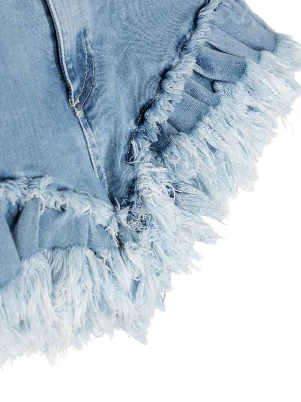 Shop Miss Grant Fringed-detailing Denim Shorts In Blue