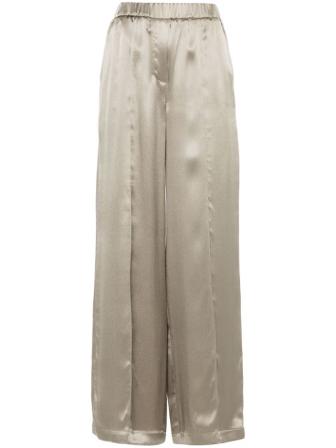 LOEWE Anagram-embroidered satin trousers Women