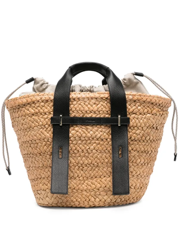 Raffia and leather bag online