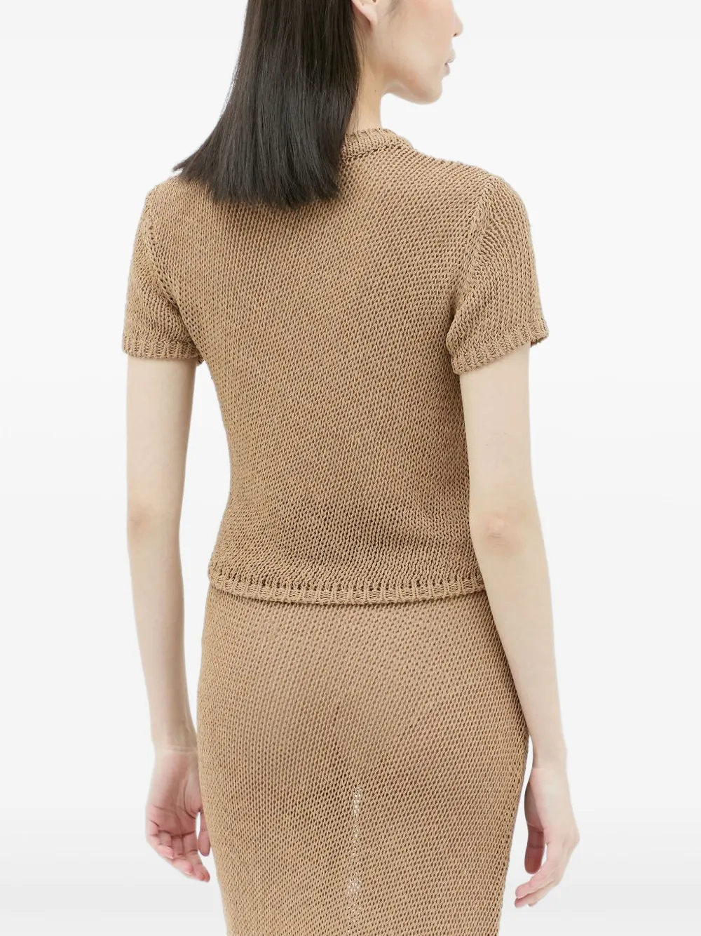 Aya Muse Open-knit T-shirt In Brown