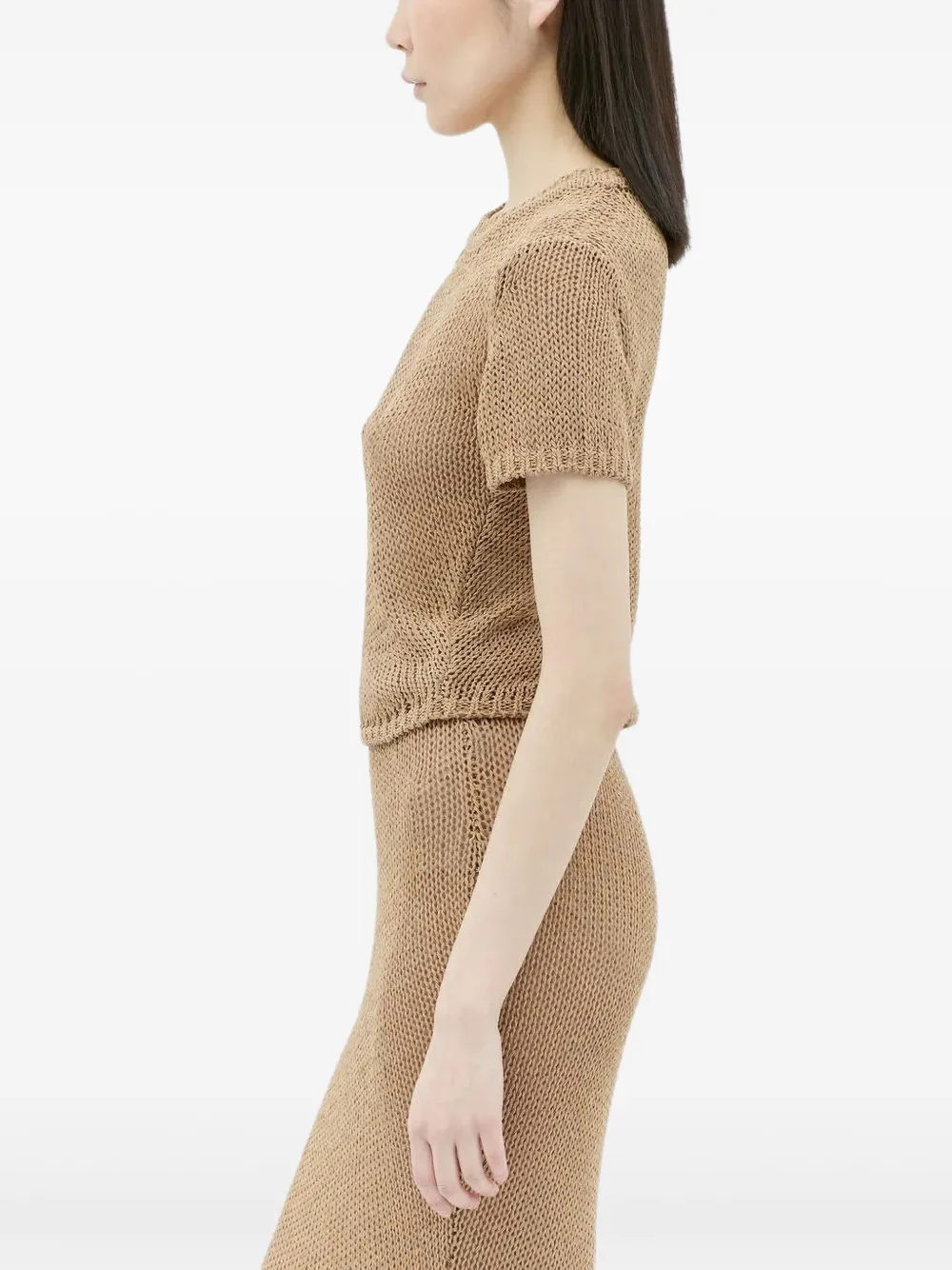 Aya Muse Open-knit T-shirt In Brown