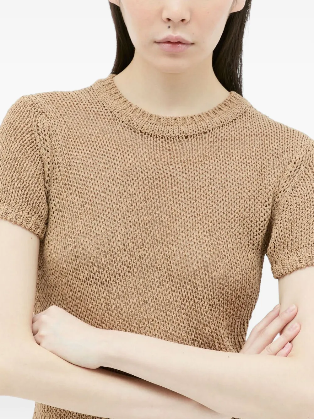 Aya Muse Open-knit T-shirt In Brown