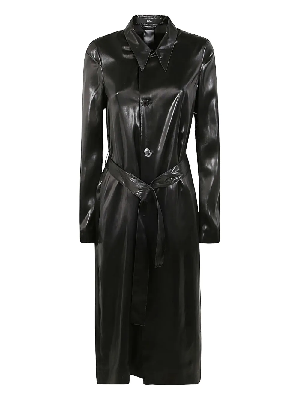 Sapio Belted Satin Coat In Black