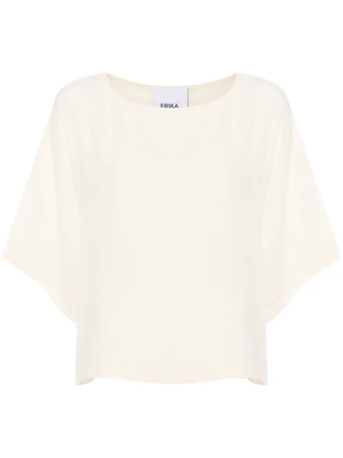 Blouse en crêpe à encolure bateau - Erika Cavallini - Modalova