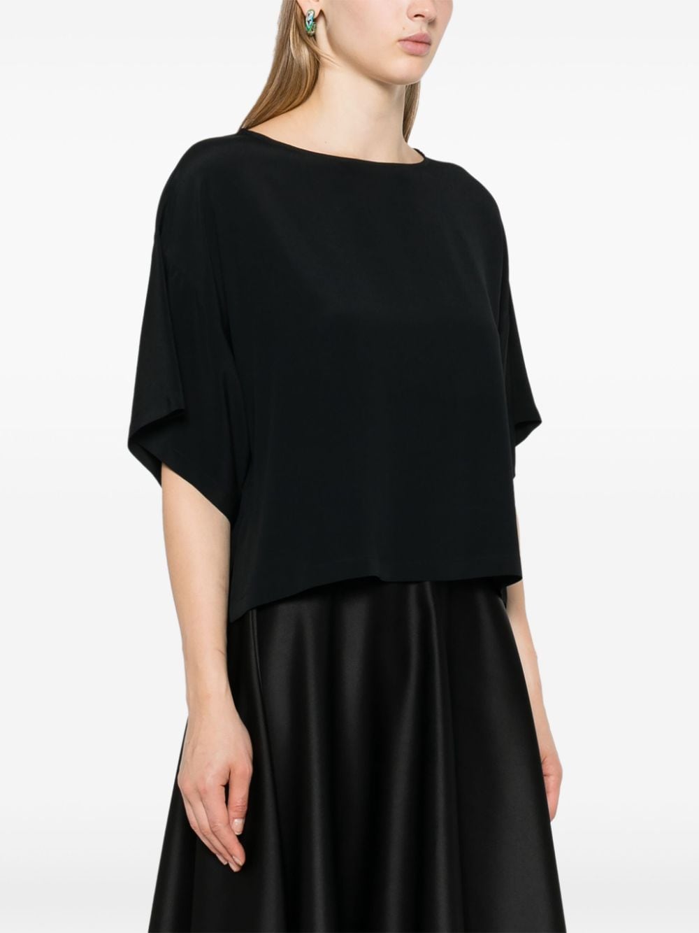 ERIKA CAVALLINI BOAT-NECK CREPE BLOUSE 