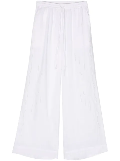 P.A.R.O.S.H. floral-embroidered linen trousers