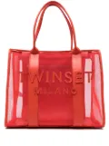 TWINSET logo-lettering mesh tote bag - Orange