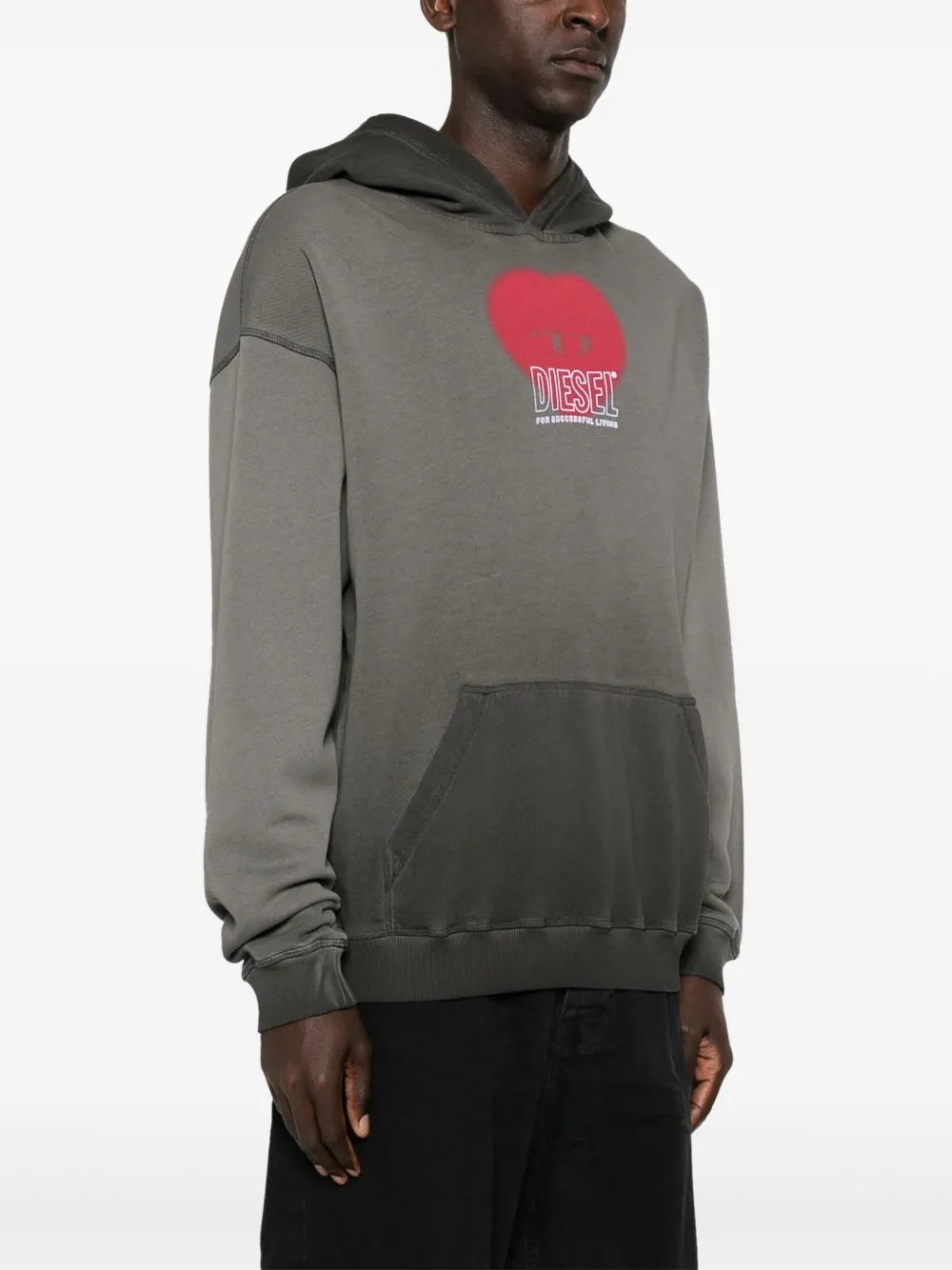 Shop Diesel S-boxt-hood-n10 Cotton Hoodie In Grey