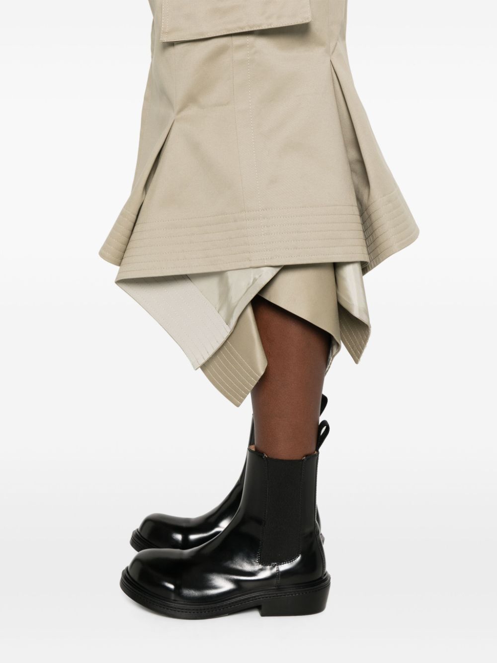 Shop Sacai Cotton Midi Skirt In Neutrals