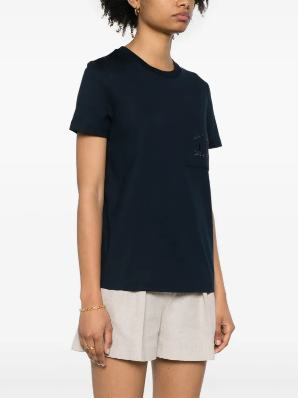 Max Mara Papaia logo-embroidered T-shirt | Blue | FARFETCH