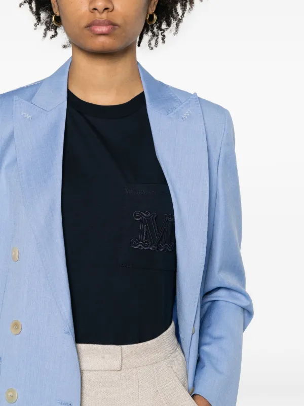 MaxMara PAPAIA ロゴ Tシャツ ネイビー ポケット付き XS