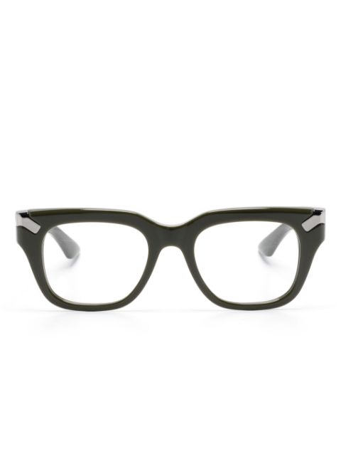 Alexander McQueen Eyewear logo-engraved square-frame glasses Men