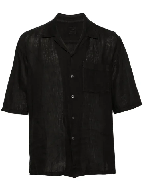 Chemise en lin à col officier - 120% Lino - Modalova