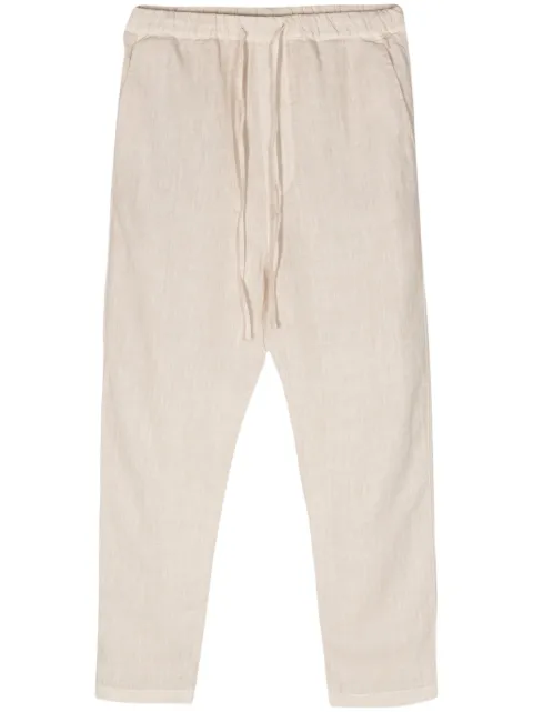 120% Lino pantalones tapered con bolsillos
