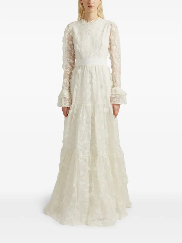 ERDEM Alvaro floral cutwork silk organza Gown Neutrals FARFETCH AE