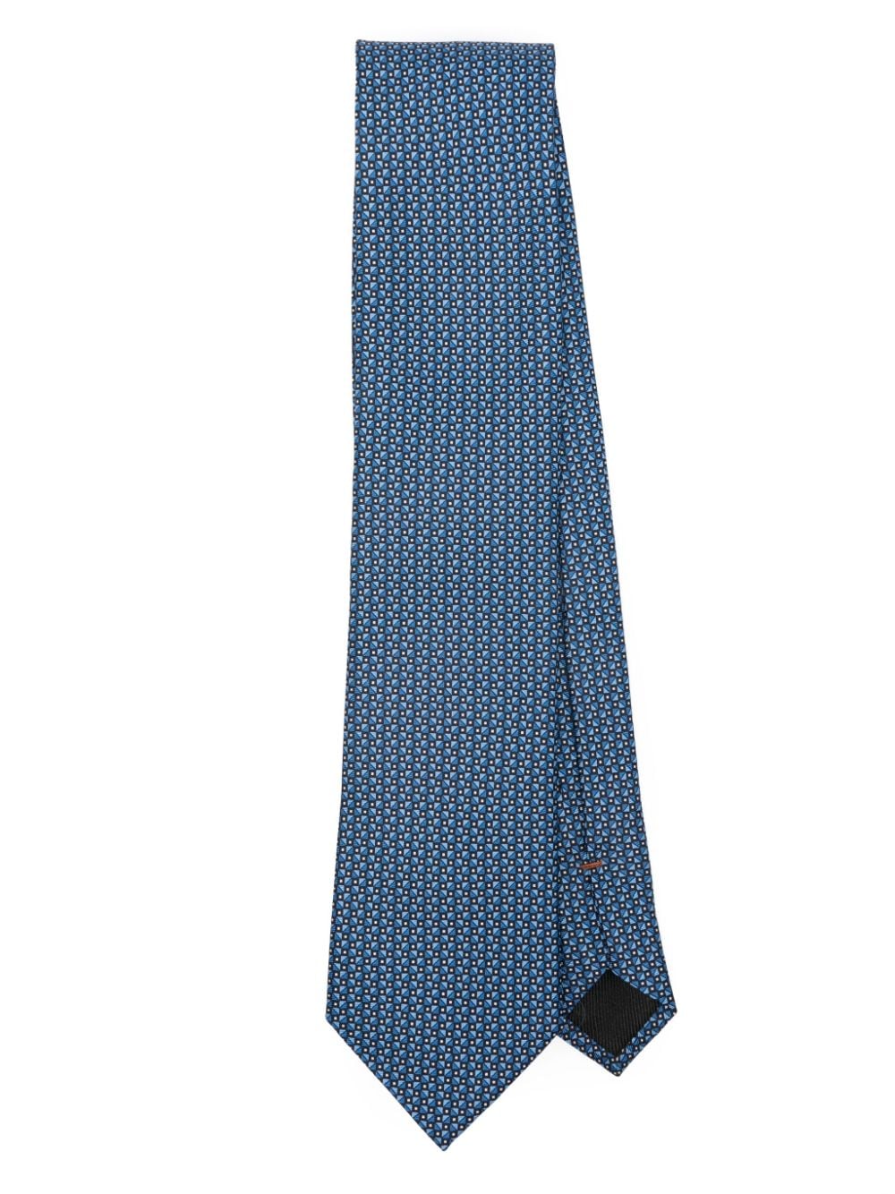 Zegna Patterned-jacquard Silk Tie In Blue